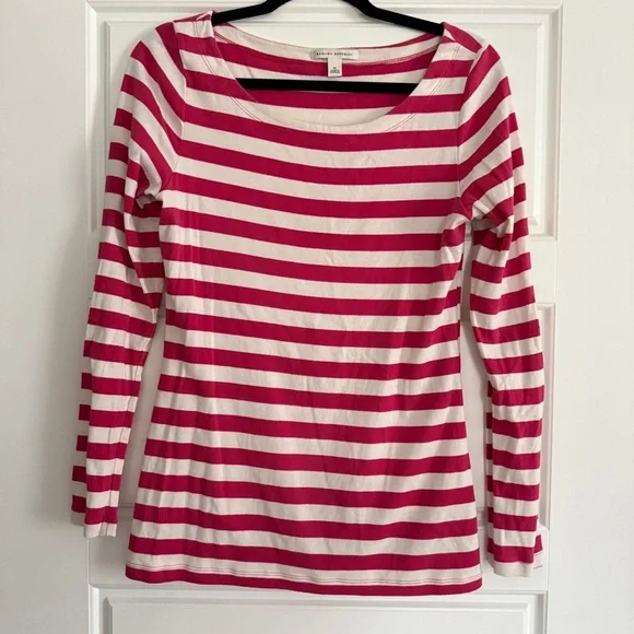 Banana Republic Red and White Striped Long Sleeve Top - Picture 2 of 4